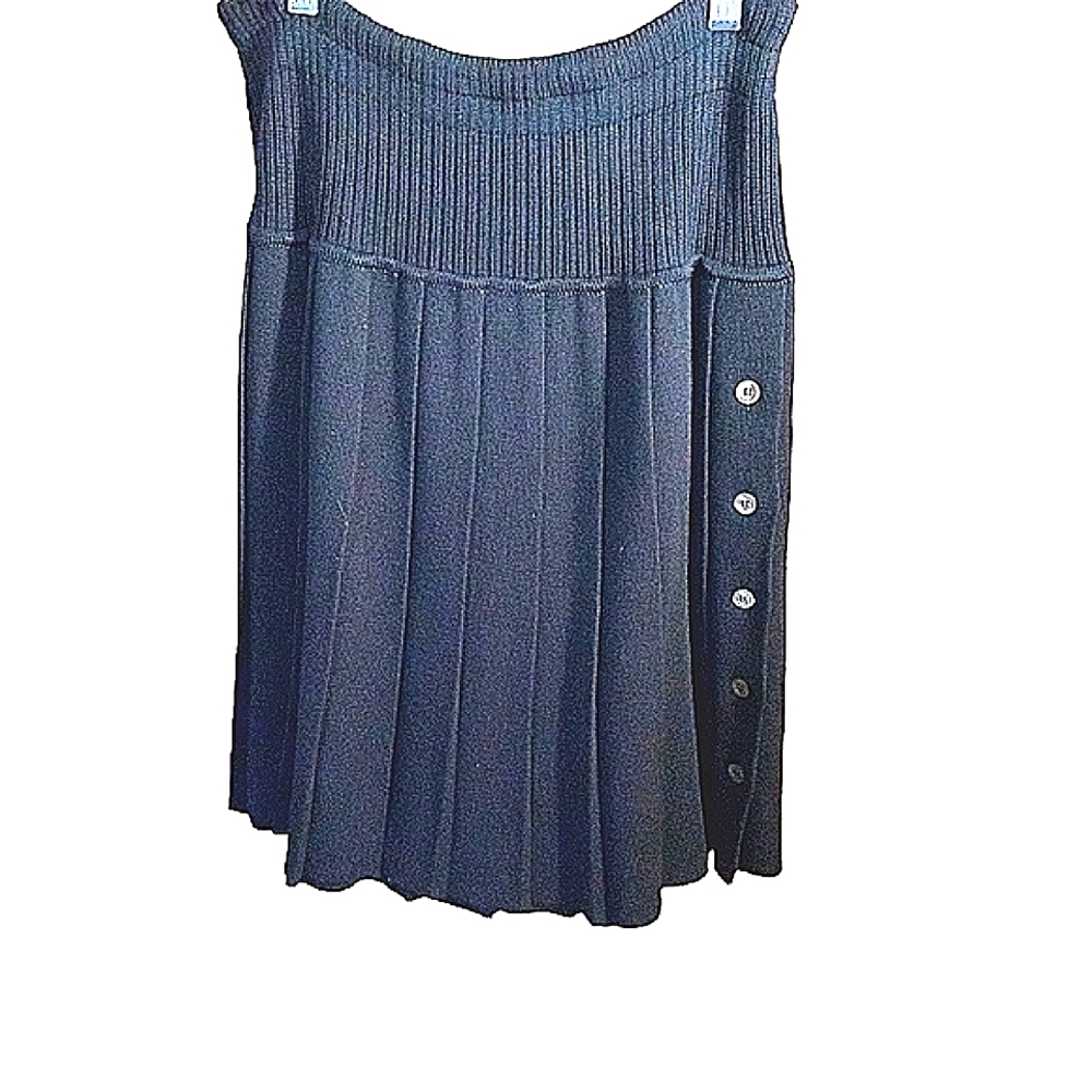 Vintage Dana Buchman Stretchy Wool Pleated Skirt size Medium Made in Italy